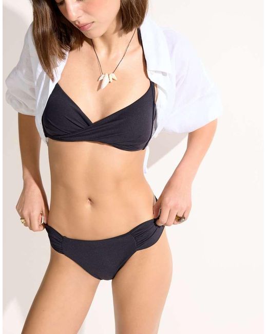 Calzedonia Black Premium Fit Ruched Brazilian Bikini Bottom