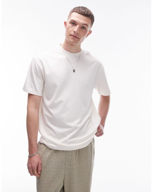 Topman White Premium Viscose Relaxed T-shirt for men