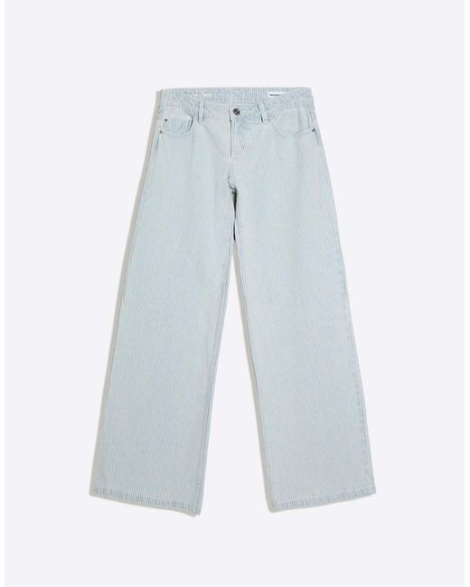 Bershka Blue Stripe Straight-leg Trousers