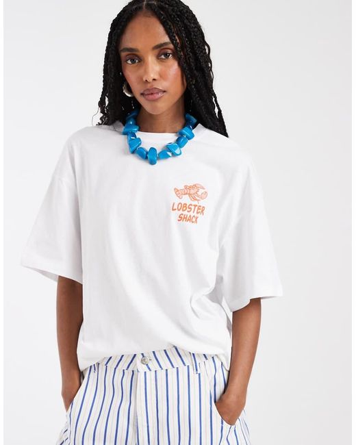 Vero Moda White Lobster Oversized Graphic T-shirt