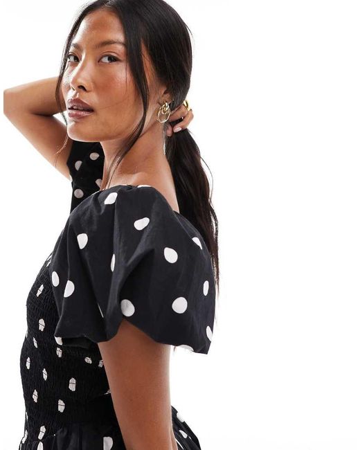 Miss Selfridge Black Puffball Mini Dress