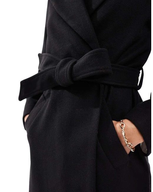 Abrigo Largo Con Cinturón De Vero Moda de color Black