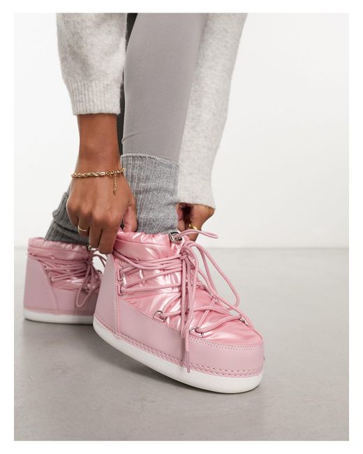 Public Desire Pink Zuri Low Ankle Snow Boots