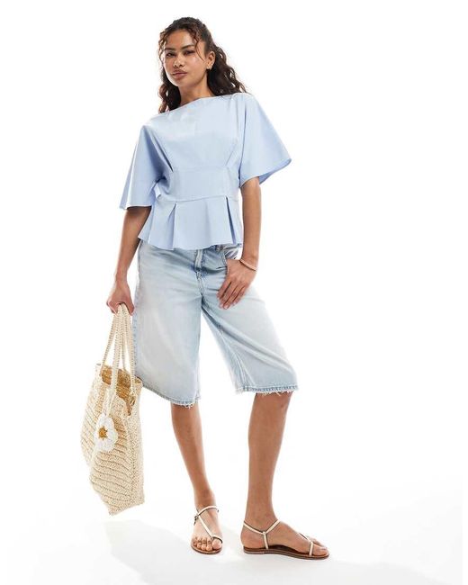 ASOS Top Met Getailleerd Naaddetail in het Blue