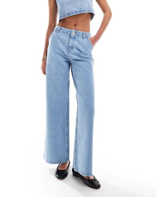 ASOS Blue Wide Leg Jean With Clean Waistband