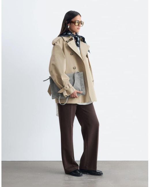 & Other Stories Natural Short Cotton Belted Trench Coat