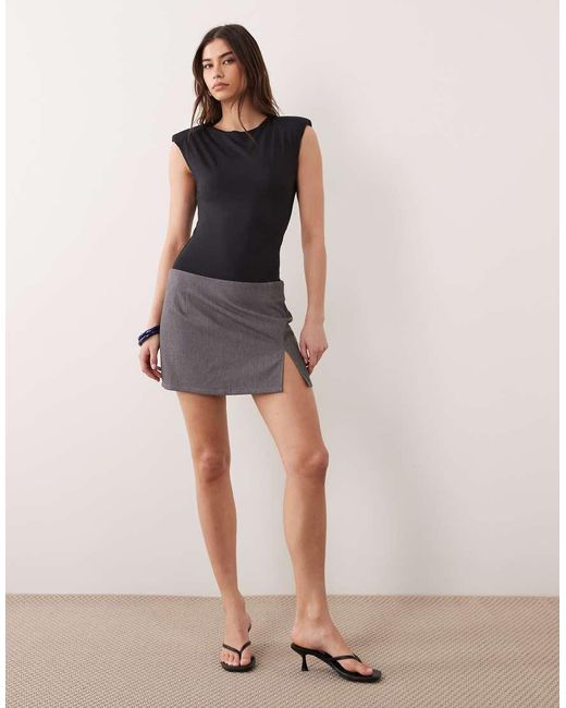 ASOS Black Slinky Sleeveless Shoulder Pad Bodysuit