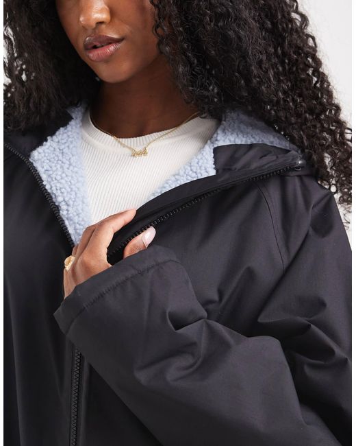 ASOS Blue Longline Fleece Lined Rain Coat