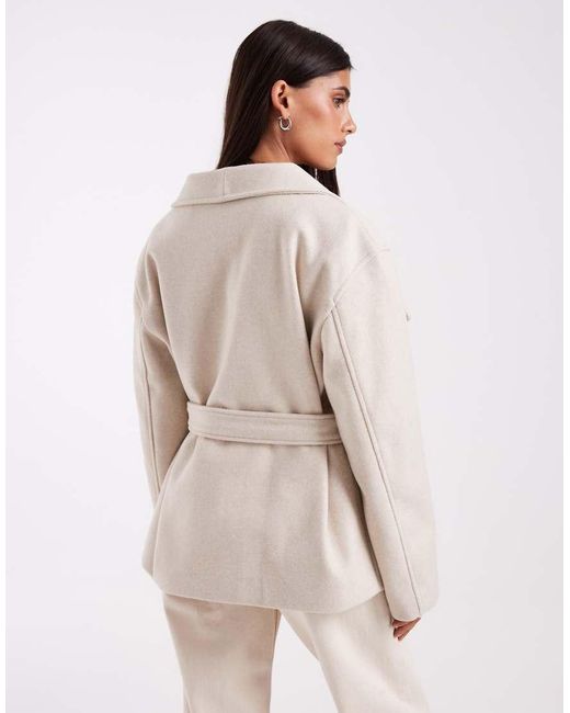 Vero Moda Natural Funnel Neck Belted Short Formal Jacket