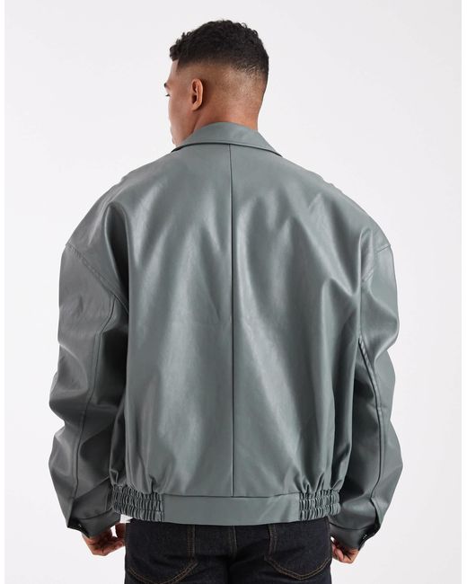 ASOS – bomberjacke aus kunstleder in Gray für Herren