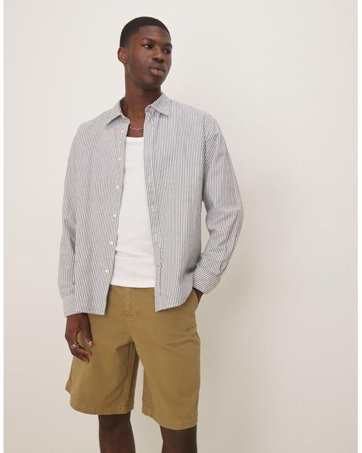ASOS Lange Canvas Jorts Met Dubbele Opgestikte Zak in het Natural voor heren