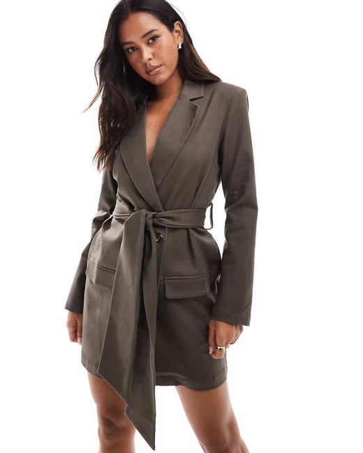 Pretty Lavish Brown Oversized Blazer Mini Dress