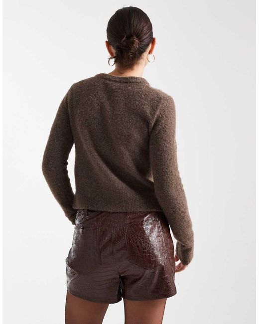 Pantalones Muy Cortos De Cuero Sintético Efecto Piel De Cocodrilo De Miss Selfridge de color Brown