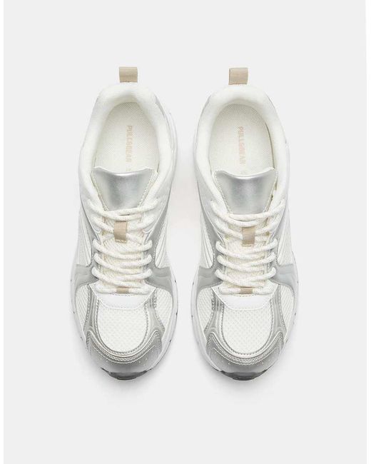 Pull&Bear White Chunky Lace-Up Trainers