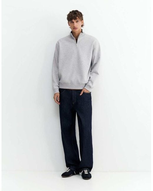 Pull&Bear Gray Quarter-zip Sweatshirt for men