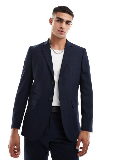 Chaqueta De Traje De Corte Slim De Mezcla De Lana De SELECTED de hombre de color Blue