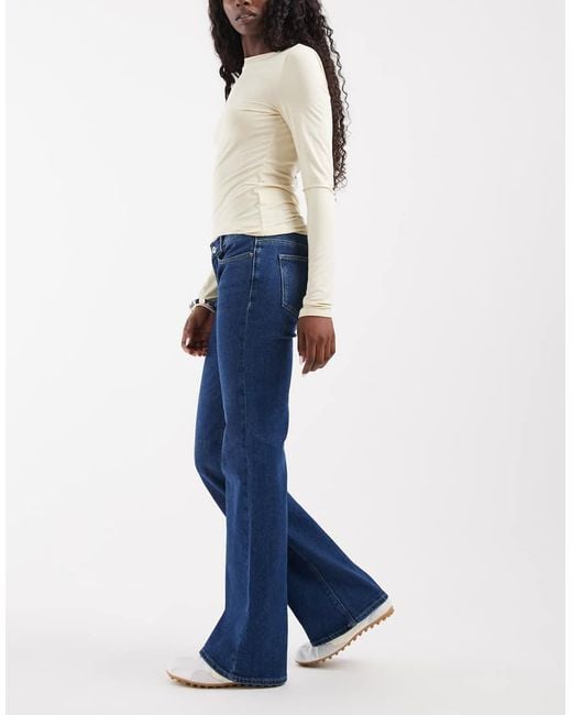 ONLY Blue Lola Super Low Waist Flared Jeans