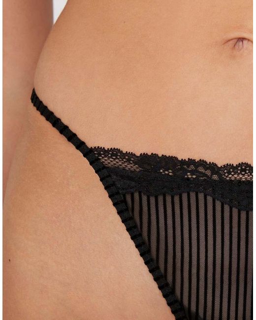 Tezenis Black Glam Rib Tanga Panel G-String