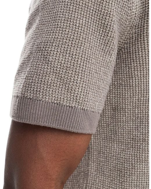 Jack & Jones Gray Premium Textured Knitted Polo for men