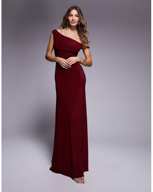 ASOS Purple Twist Shoulder With Lace Up Back Maxi Dress