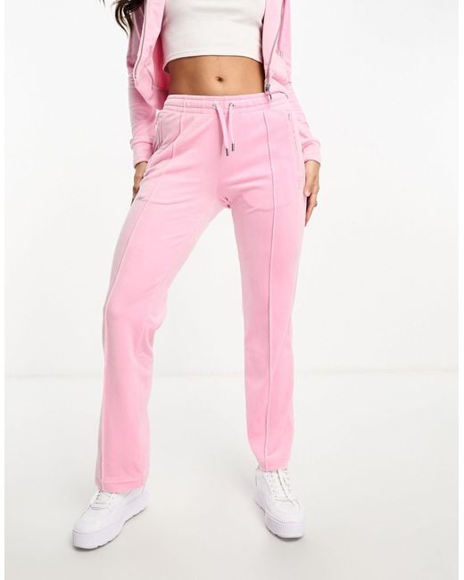 Juicy Couture Pink Velour Straight Leg joggers Co-ord