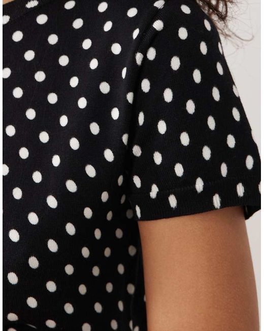Mango Black Feria Compact Knit Short Sleeve Top Co-Ord