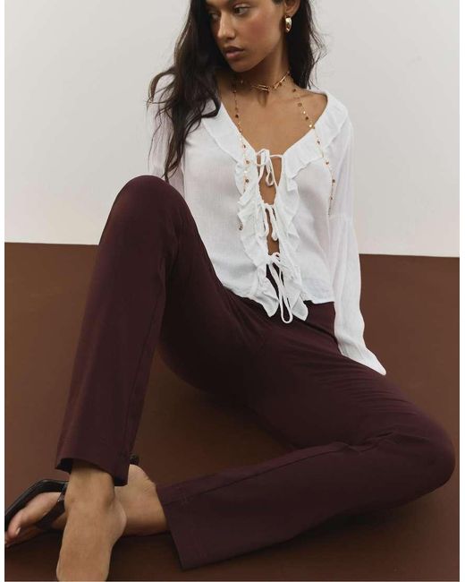 Stradivarius Brown Slim Fit Trousers