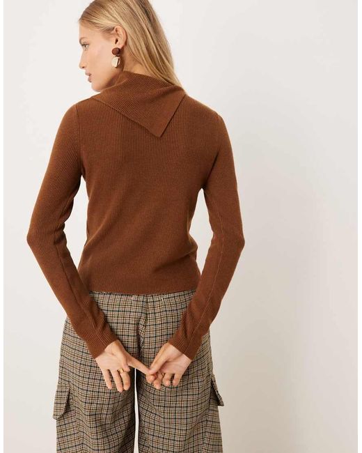 Mango Brown Jumper With Side Buttons