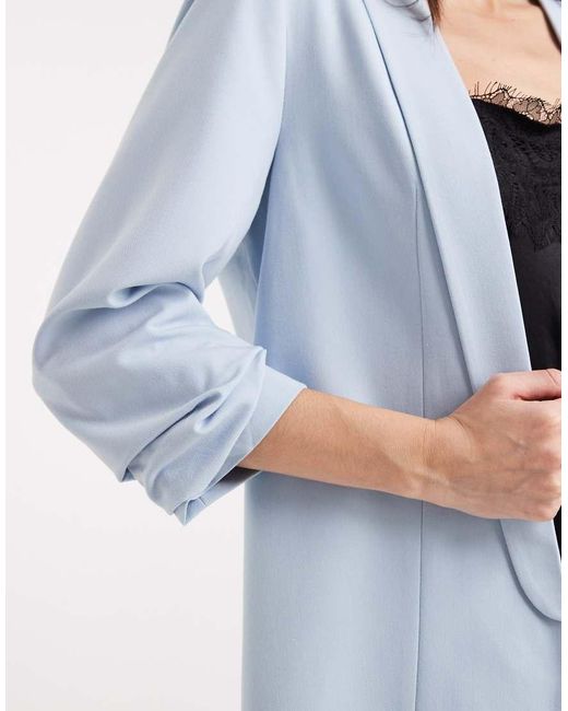 Pieces Blue Tailored Ruched Sleeve Blazer