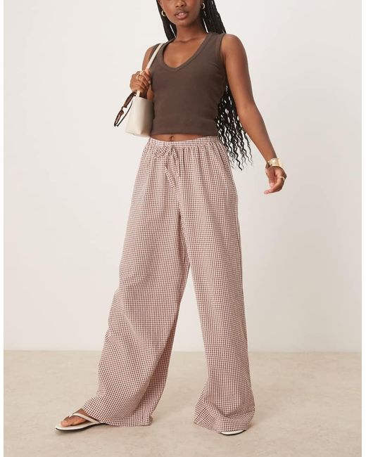 ASOS Broek Met Wijde Pijpen En Elastische Taille in het Natural