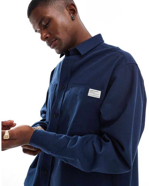 ASOS – kastige hemdjacke aus twill in Blue für Herren