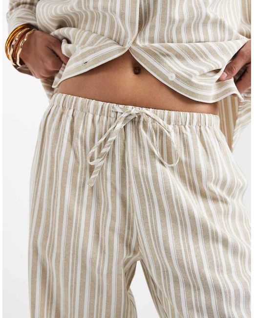 4th & Reckless Natural Lightweight Cotton Rich Wide Leg Beach Trouser Co-Ord