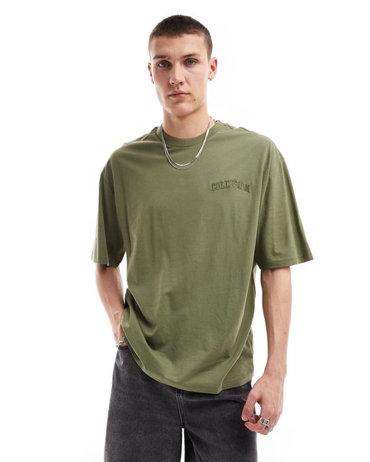 T-shirt à logo brodé style universitaire - olive Collusion pour homme en coloris Green