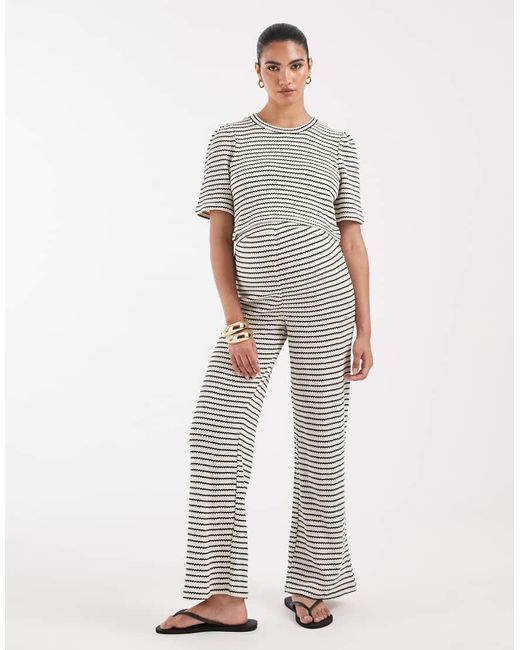 Vero Moda White Jersey Crochet Short Sleeve Boxy T-shirt Co-ord