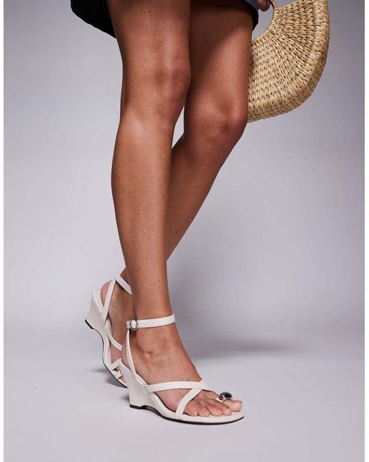 ASOS White Trixie Strappy Heeled Wedges