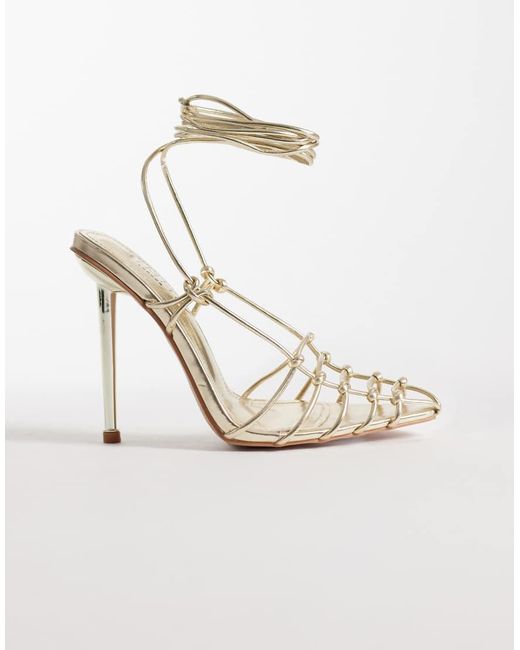 SIMMI White Simmi London Girogia Tie Leg Heeled Sandals