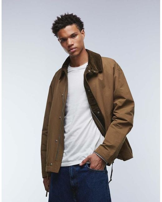 ASOS Blue Harrington Jacket With Cord Collar for men