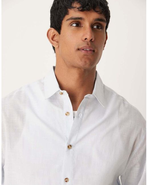 Camicia Oversize Squadrata Effetto Lino Azzurra di ASOS in Blue da Uomo