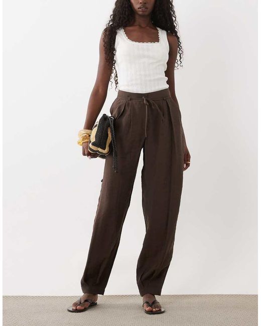 Miss Selfridge Brown Tailored Fluid Balloon Trouser