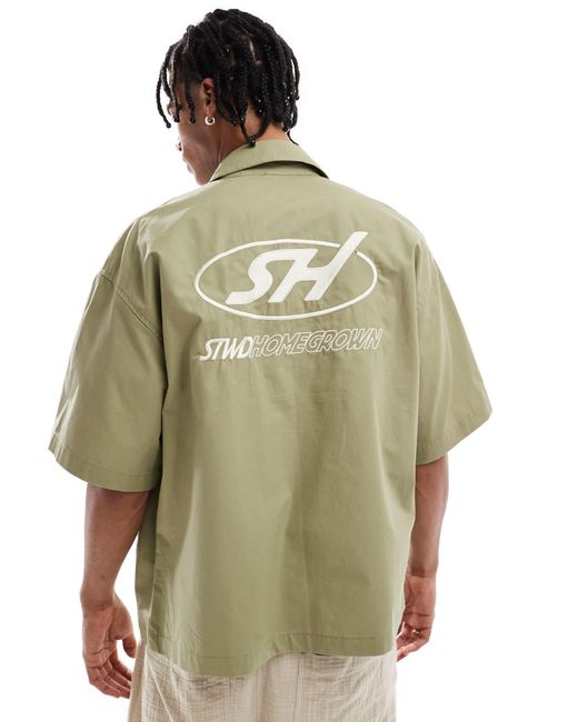 Chemise à fermeture éclair - kaki Pull&Bear pour homme en coloris Green