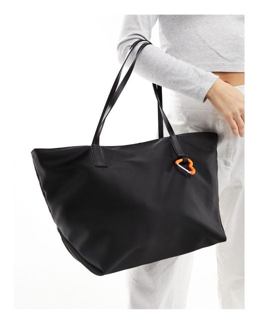 Bershka Black Everyday Tote With Carabiner