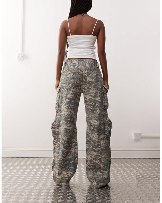 Lioness Multicolor Sweetness Low Rise Pocket Detail Oversized Cargo Jeans