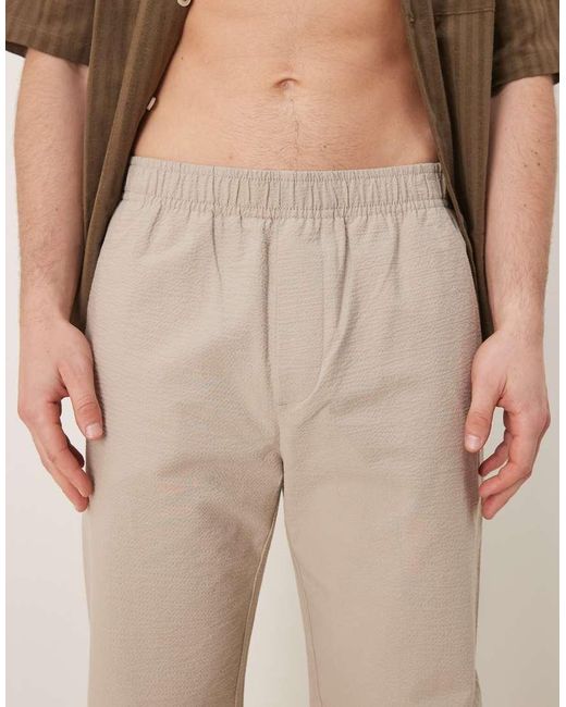 SELECTED Natural Straight Fit Seersucker Trousers for men