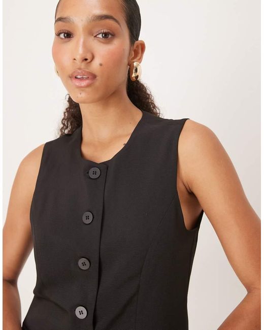 Jdy Black Longline Button Through Waistcoat