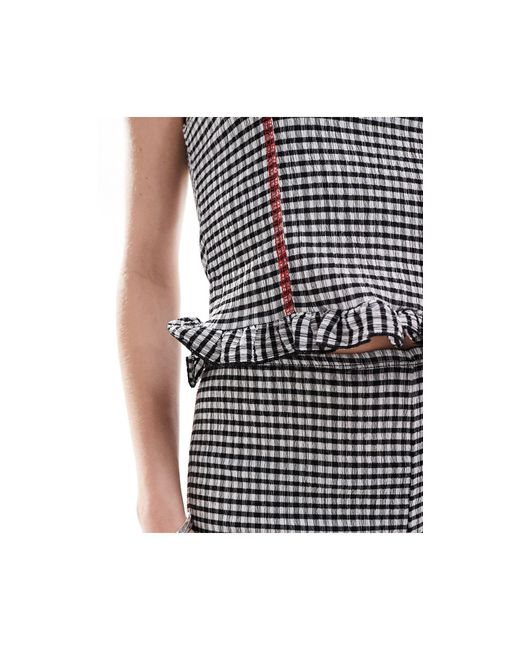 Collusion White Gingham Bandeau Top Co-ord