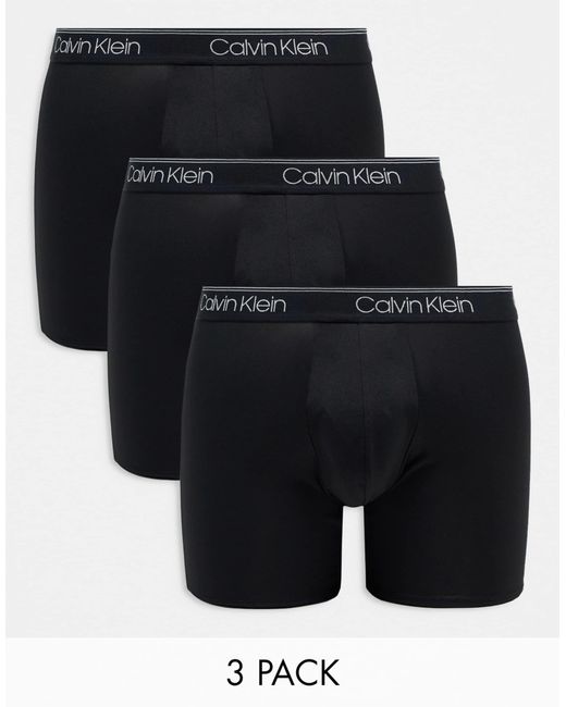 Calvin Klein – 3er-pack boxershorts aus em micro-stretch mit farblich abgesetztem logo-bund in Gray für Herren