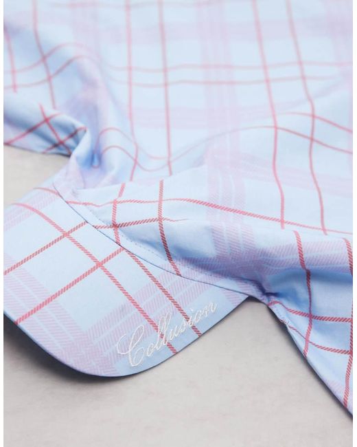 Collusion Pink Check Headscarf With Cap Detail