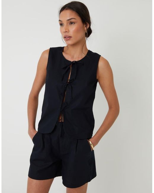Threadbare Black Linen Blend Tailored Shorts