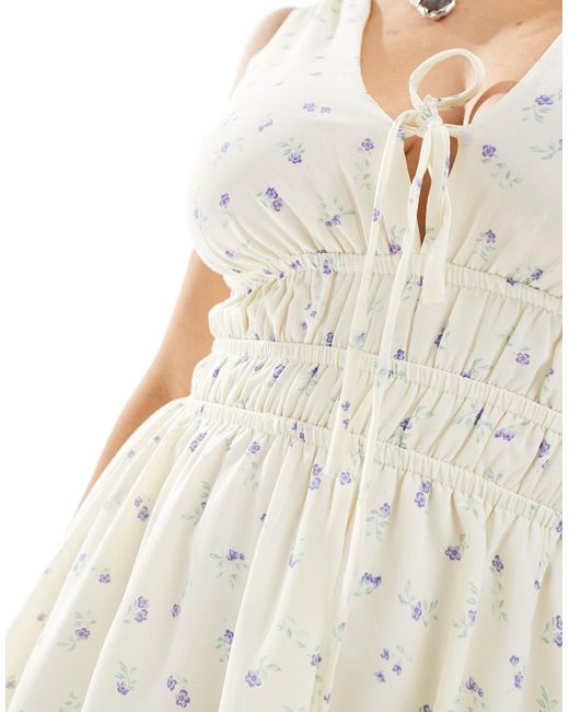 Glamorous White Ruched Waist Mini Dress