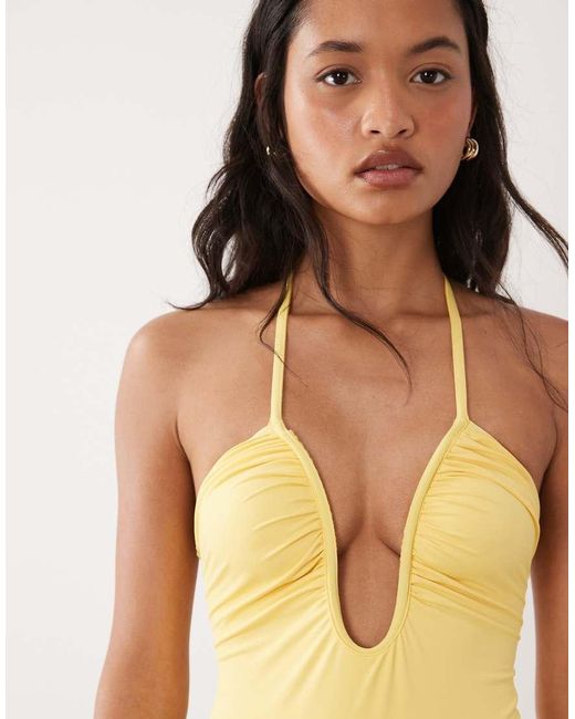 GOOD AMERICAN Yellow Matte Leilani One Piece Swimsuit